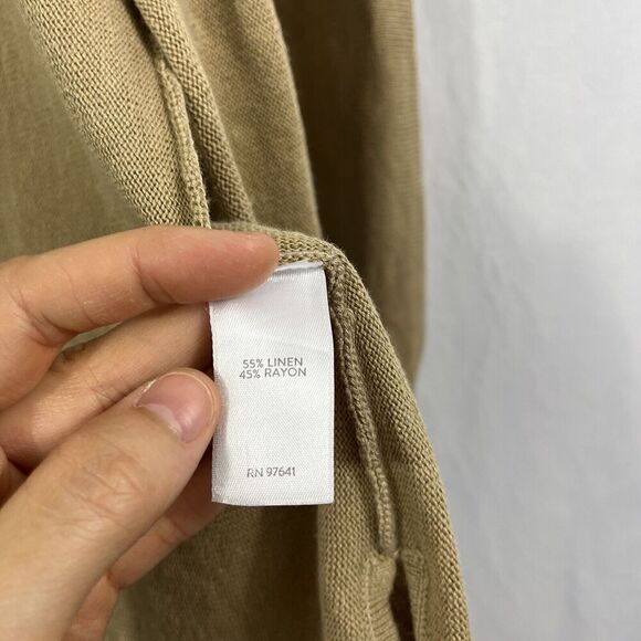 J. Jill Linen Blend Fringe Tan Open Front Cardigan Sweater Womens Size XS Beach - Picture 7 of 8